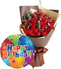 24 Red Roses FREE Balloon